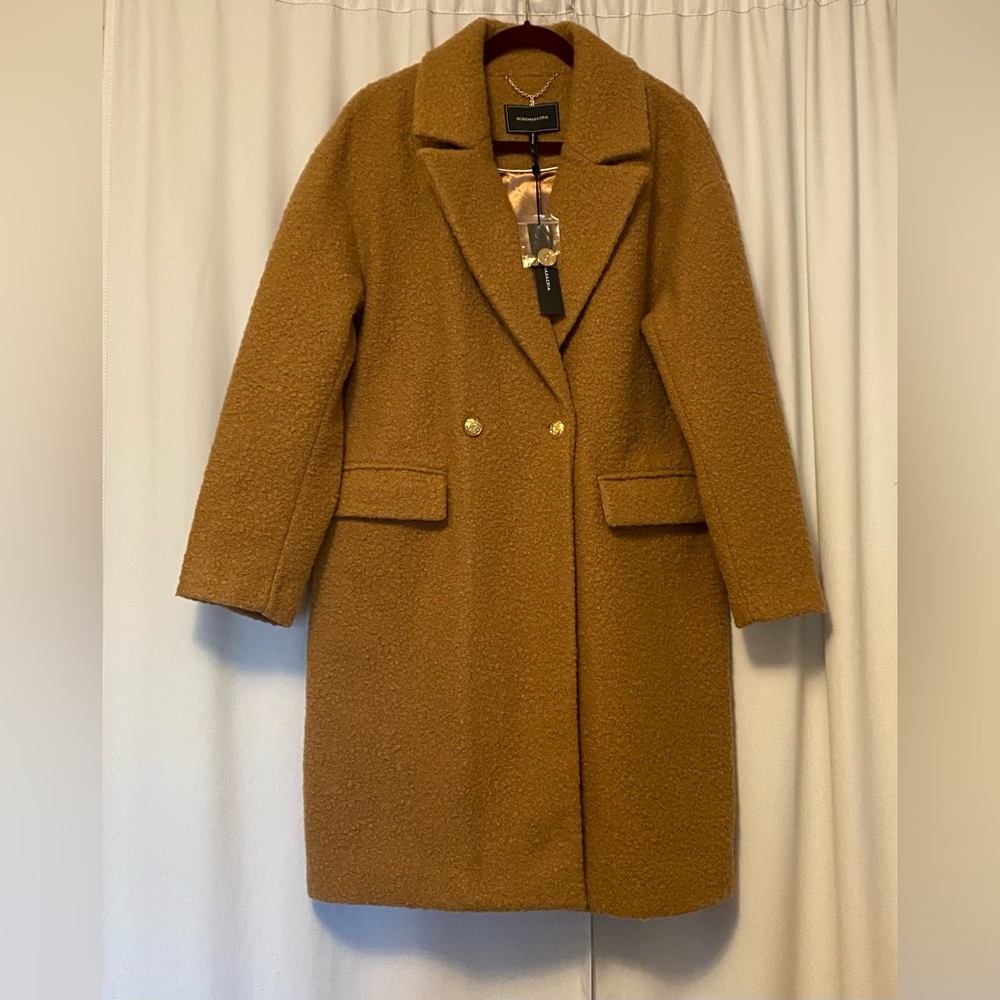 BCBGMaxAzria Camel Coat with Gold Accents